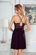 Elegant nightdress, viscose, crossing straps, lace inlay